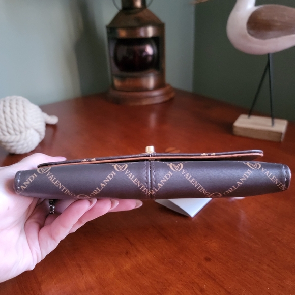 NWT Valentino Orlandi Brown Gold Vegan Leather Crossbody Bag Purse - Picture 7 of 15